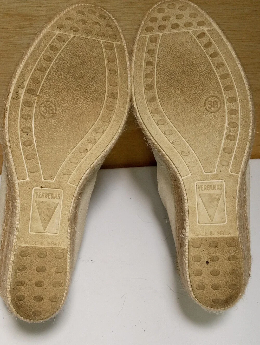 Verbenas Women’s Beige Canvas Espadrille Wedge Slip-On Shoes EU 38 US 7.5